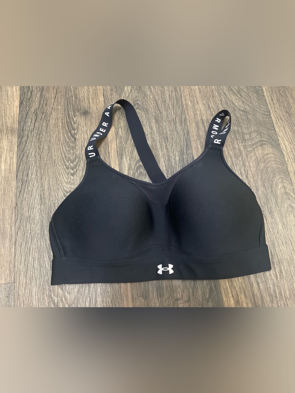 Under Armour Black Girls' Padded Sports Bra with Logo Straps